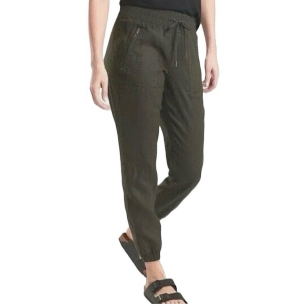 Athleta Cabo Linen Women's Olive Joggers Size 2 Tall